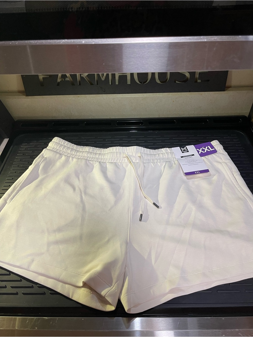 Women's Cream Athletic Drawstring Shorts with Pockets